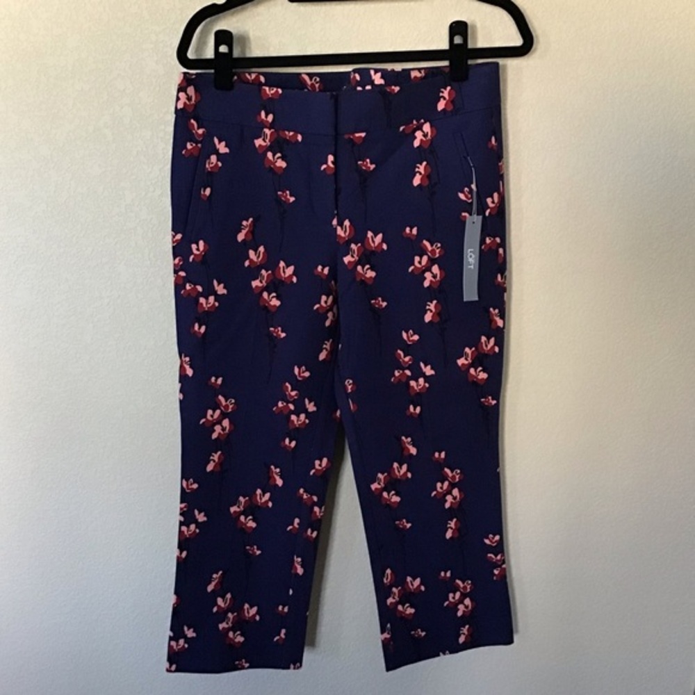 LOFT Floral Petite Straight Ankle Pants, Size 10P